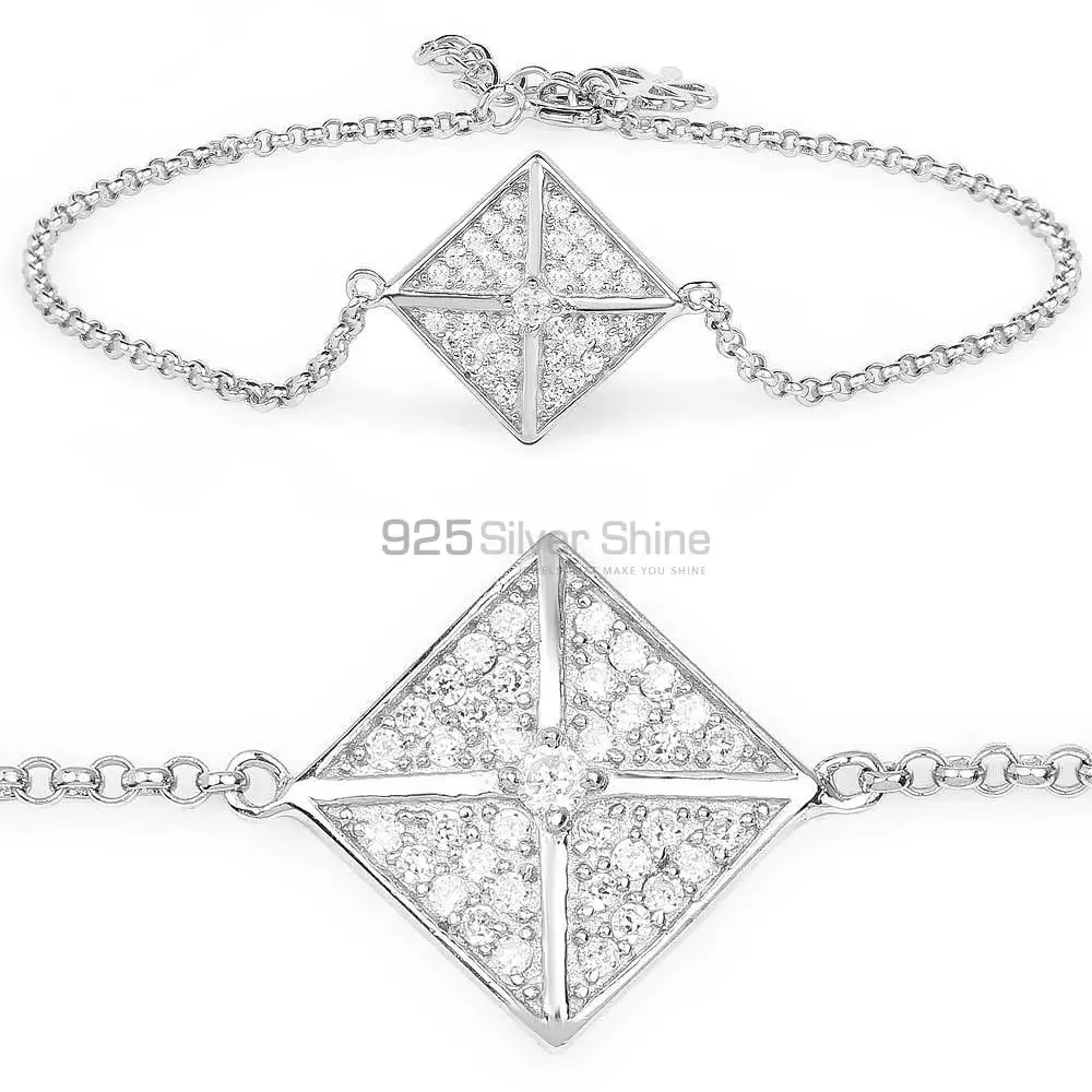 Fine Sterling Silver Bracelets In CZ Gemstone Jewelry 925SB152_0