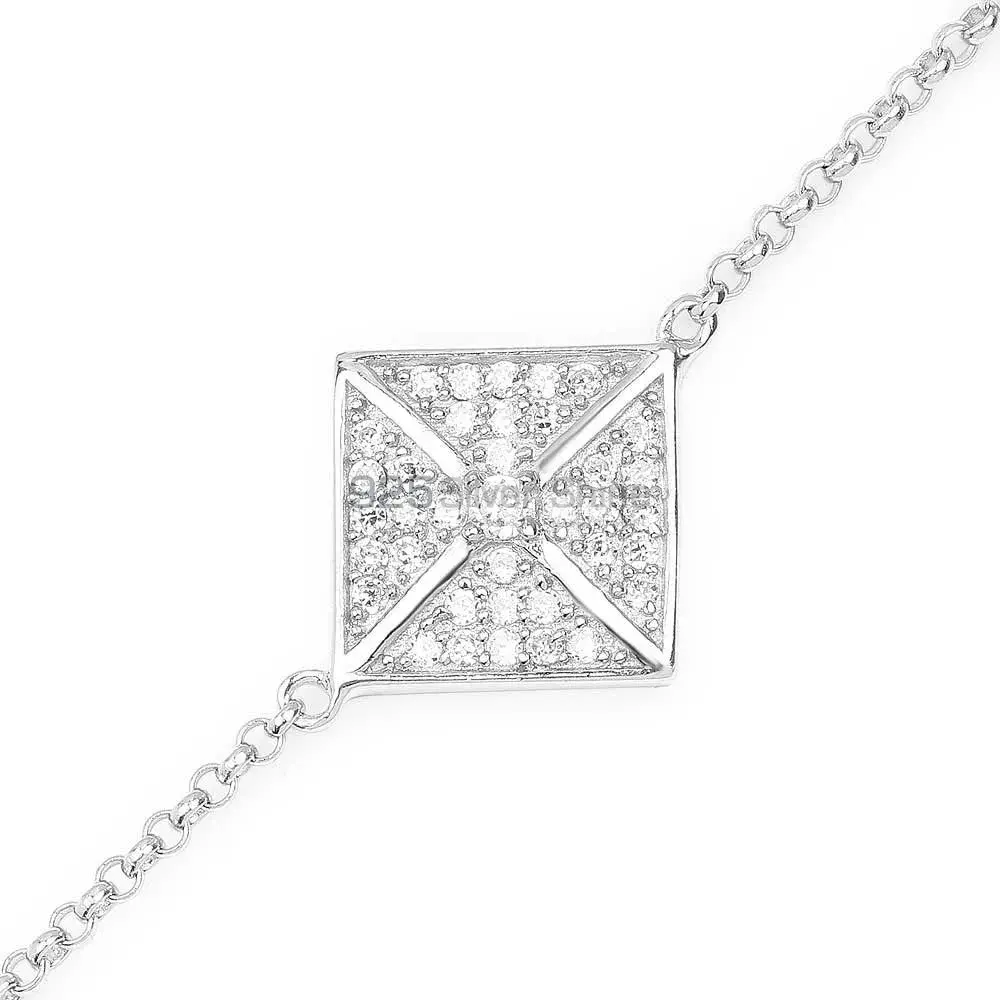 Fine Sterling Silver Bracelets Wholesaler In CZ Gemstone Jewelry 925SB152_1