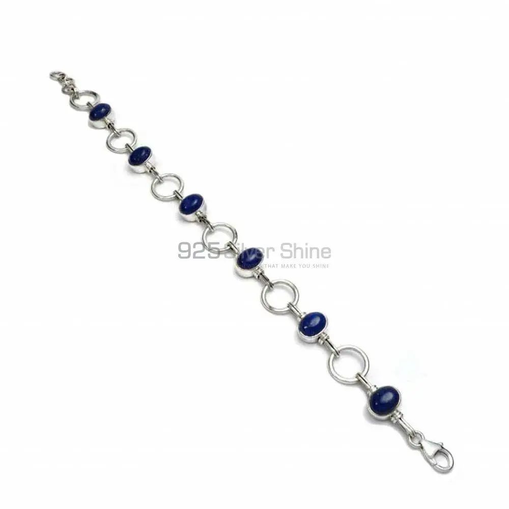 Fine Sterling Silver Bracelets In Lapis Gemstone Jewelry 925SB251_0