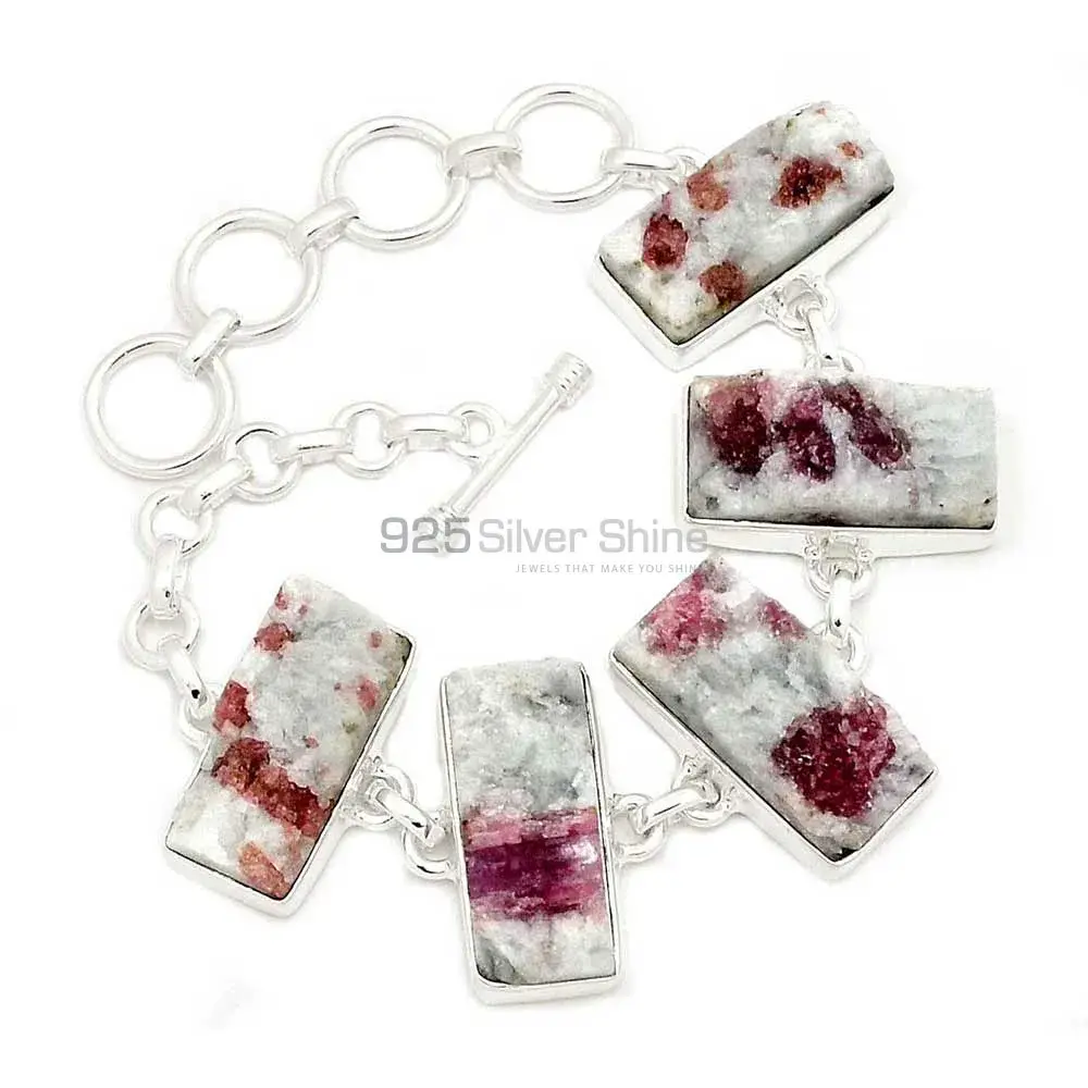 Fine Sterling Silver Bracelets Wholesaler In Cinnabar Gemstone Jewelry 925SB291-4