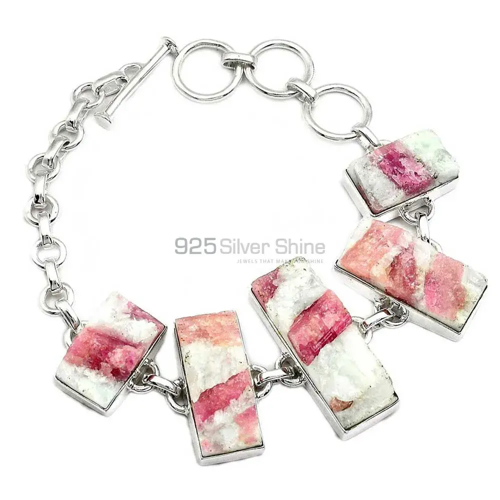 Fine Sterling Silver Bracelets In Cinnabar Gemstone Jewelry 925SB291-4_0