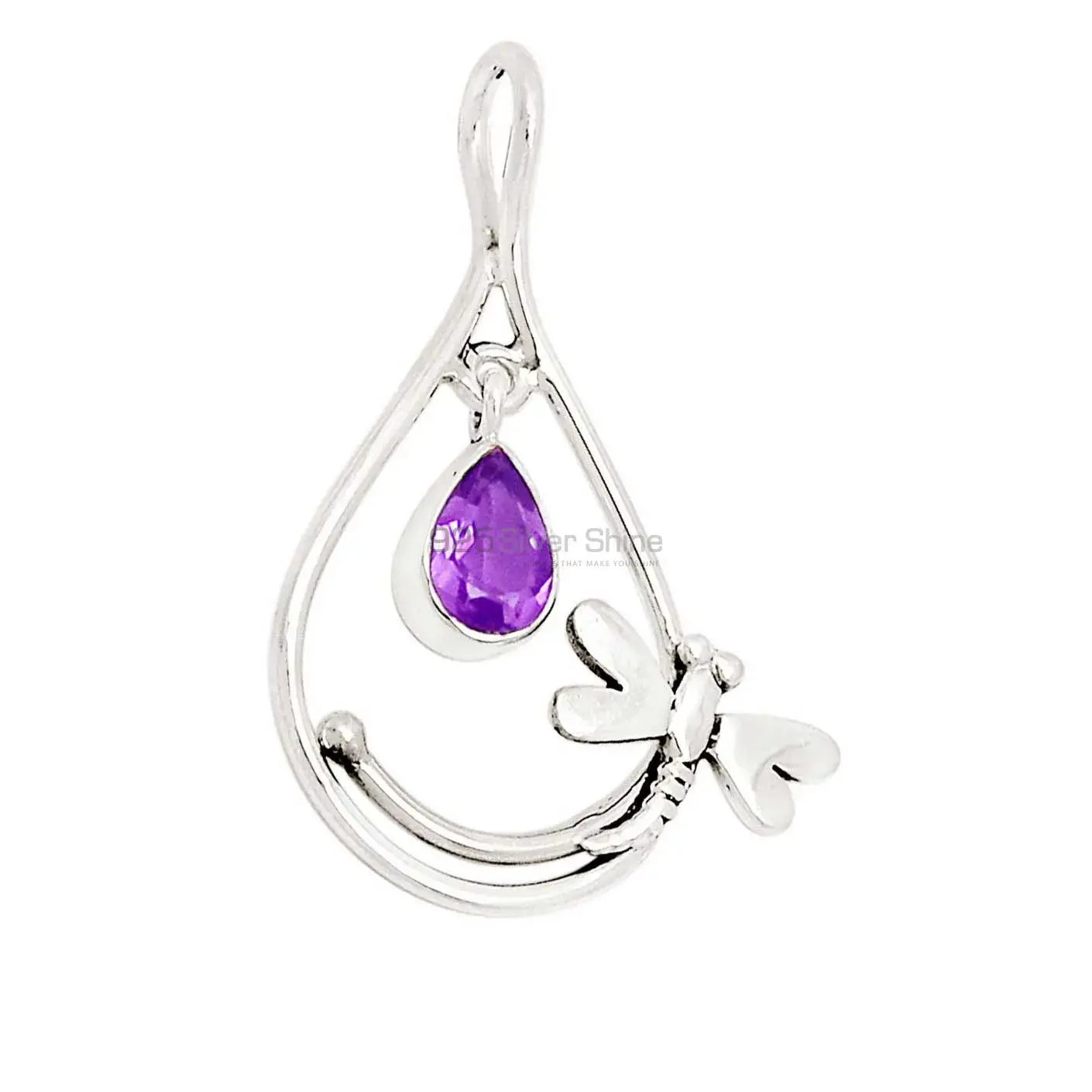 Fine Sterling Silver Pendants In Amethyst Gemstone Jewelry 925SP105-6_1