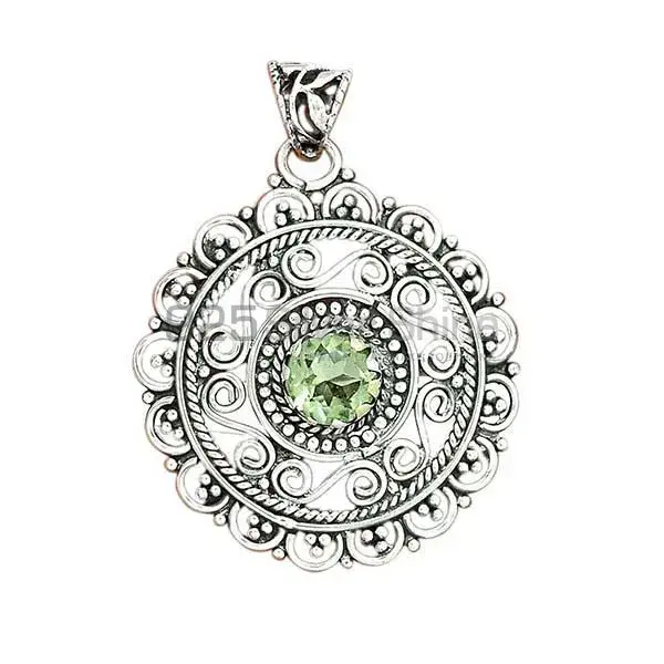 Fine Sterling Silver Pendants Wholesaler In Green Amethyst Gemstone Jewelry 925SP19-4_1