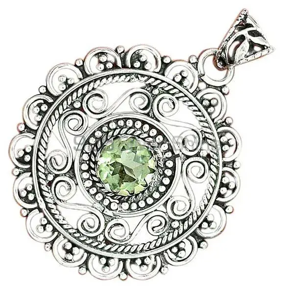Fine Sterling Silver Pendants Wholesaler In Green Amethyst Gemstone Jewelry 925SP19-4_2