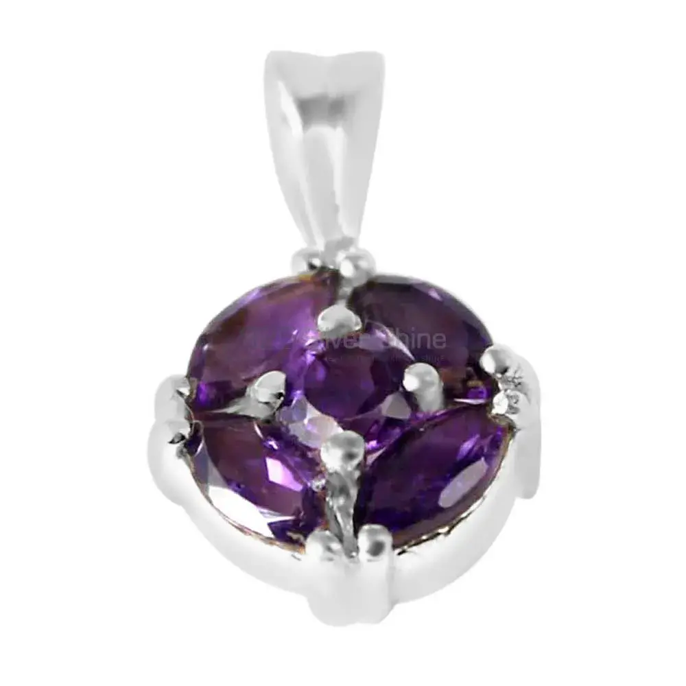Fine Sterling Silver Pendants In Amethyst Gemstone Jewelry 925SP237-5_1