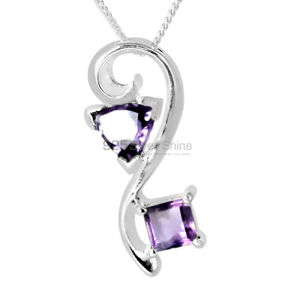 Fine Sterling Silver Pendants In Amethyst Gemstone Jewelry 925SP253-1_0
