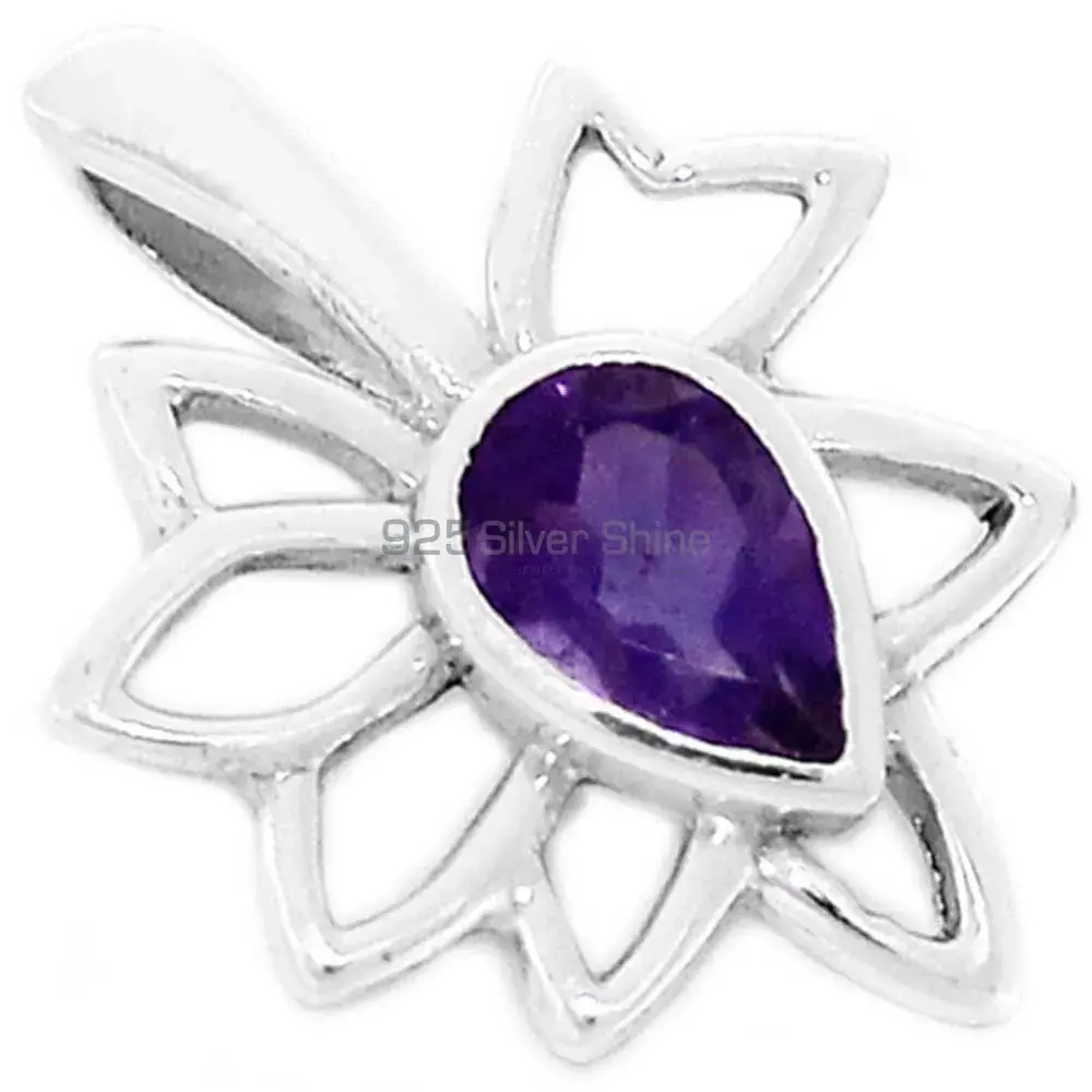 Fine Sterling Silver Pendants In Amethyst Gemstone Jewelry 925SP287-6