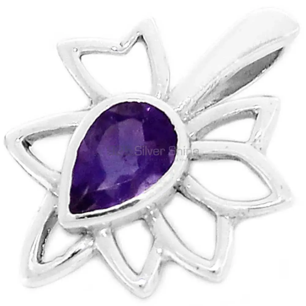 Fine Sterling Silver Pendants In Amethyst Gemstone Jewelry 925SP287-6_0