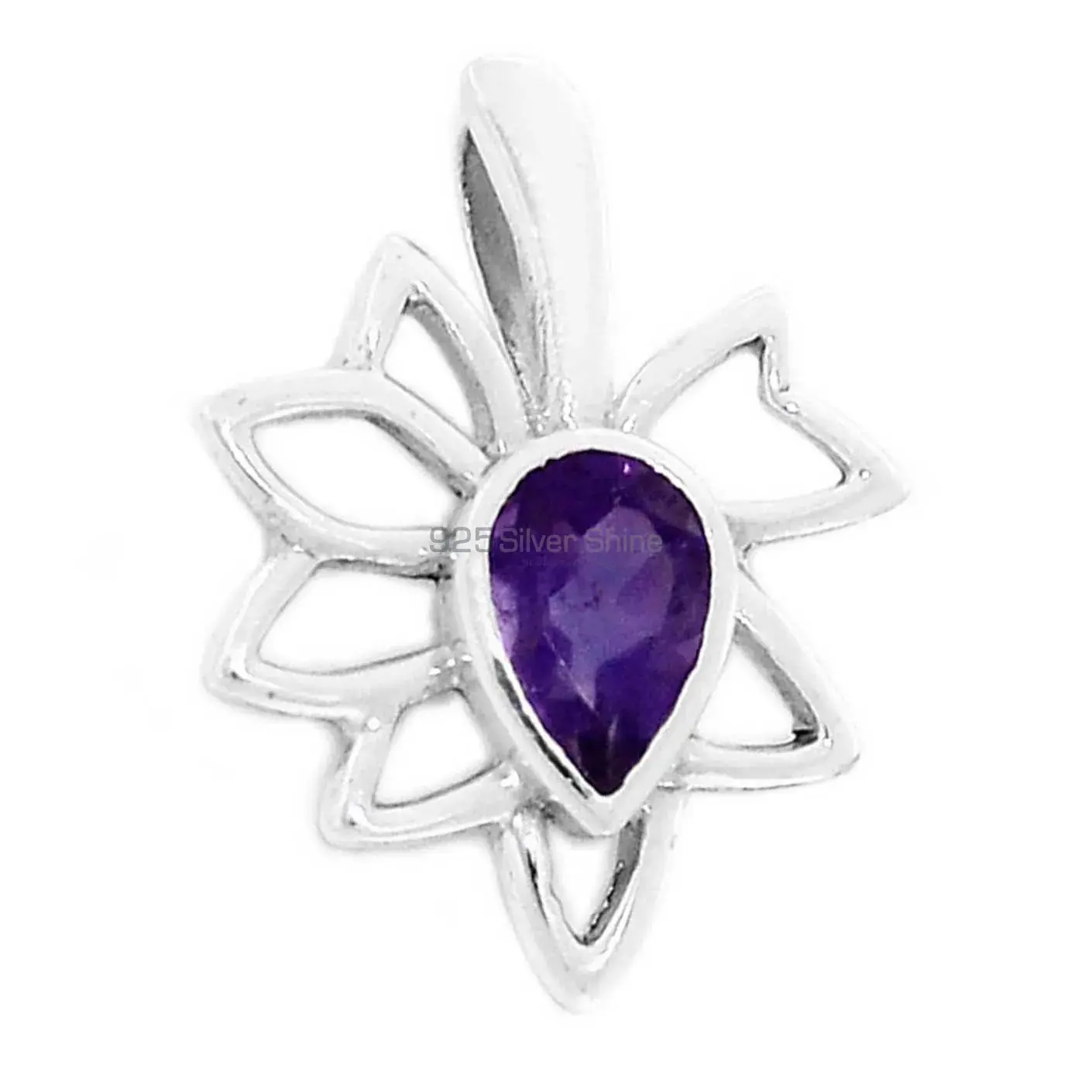 Fine Sterling Silver Pendants In Amethyst Gemstone Jewelry 925SP287-6_1
