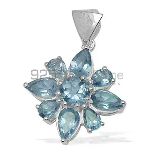 Fine Sterling Silver Pendants Wholesaler In Blue Topaz Gemstone Jewelry 925SP1418