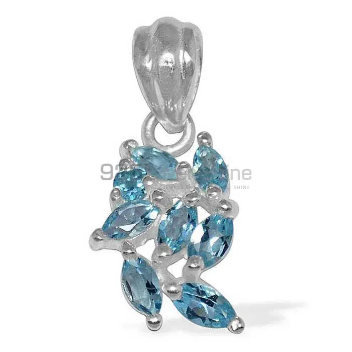 Fine Sterling Silver Pendants Wholesaler In Blue Topaz Gemstone Jewelry 925SP1518