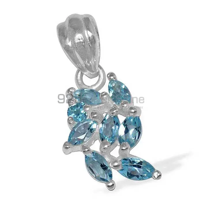 Fine Sterling Silver Pendants In Blue Topaz Gemstone Jewelry 925SP1518_1