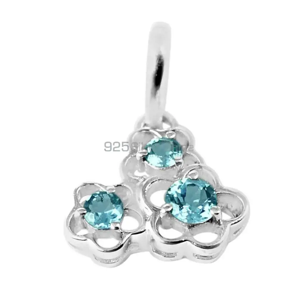 Fine Sterling Silver Pendants In Blue Topaz Gemstone Jewelry 925SP213-1_0