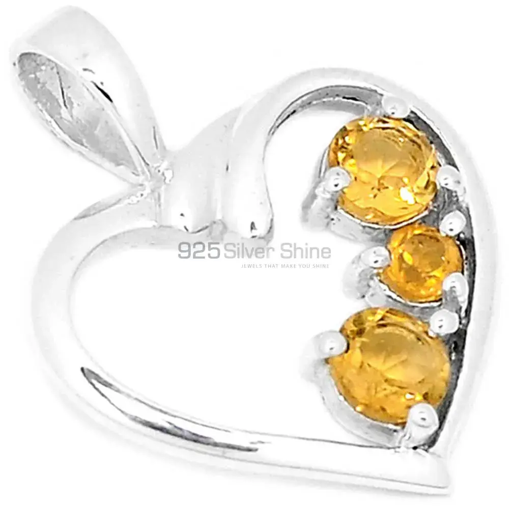 Fine Sterling Silver Pendants In Citrine Gemstone Jewelry 925SP277-3