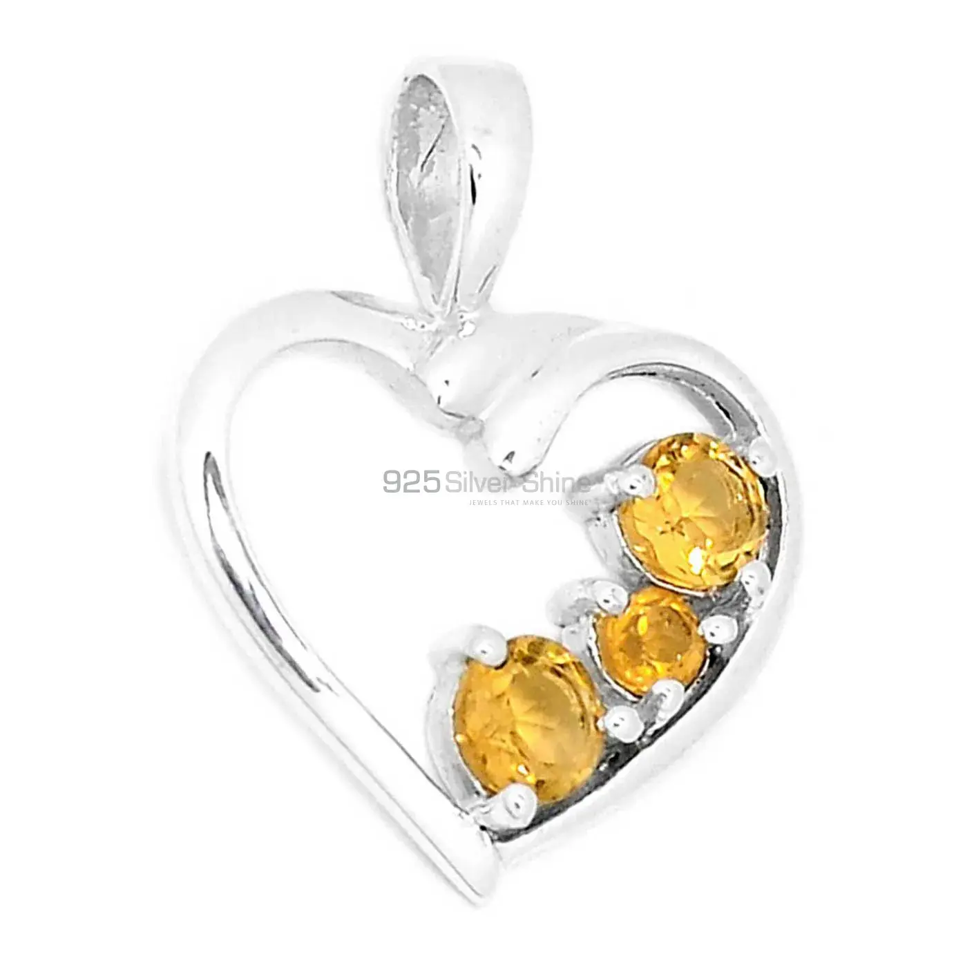 Fine Sterling Silver Pendants In Citrine Gemstone Jewelry 925SP277-3_0