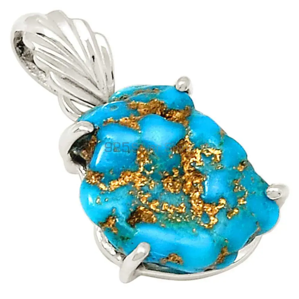 Fine Sterling Silver Pendants In Copper Turquoise Gemstone Jewelry 925SP190-2_0