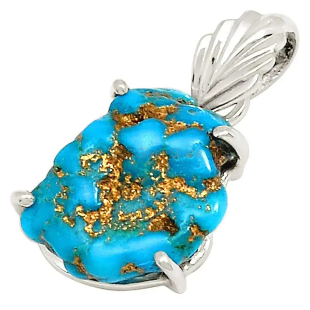 Fine Sterling Silver Pendants In Copper Turquoise Gemstone Jewelry 925SP190-2_1