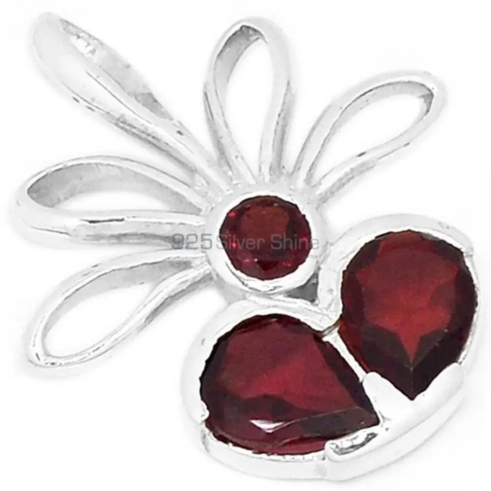 Fine Sterling Silver Pendants Wholesaler In Garnet Gemstone Jewelry 925SP268-4