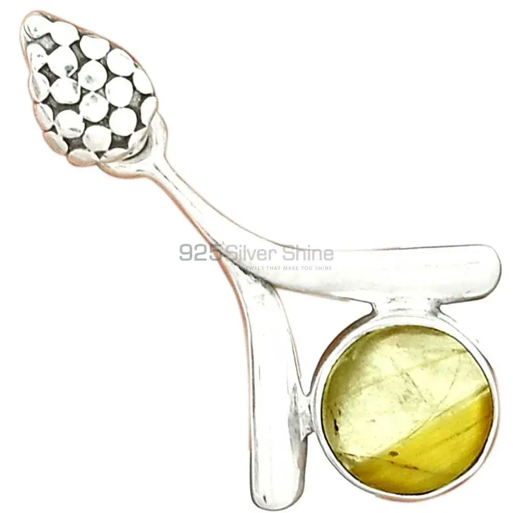 Fine Sterling Silver Pendants In Golden Rutile Gemstone Jewelry 925SP45-5