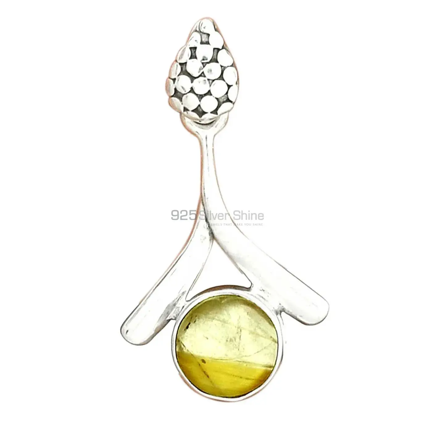 Fine Sterling Silver Pendants In Golden Rutile Gemstone Jewelry 925SP45-5_1