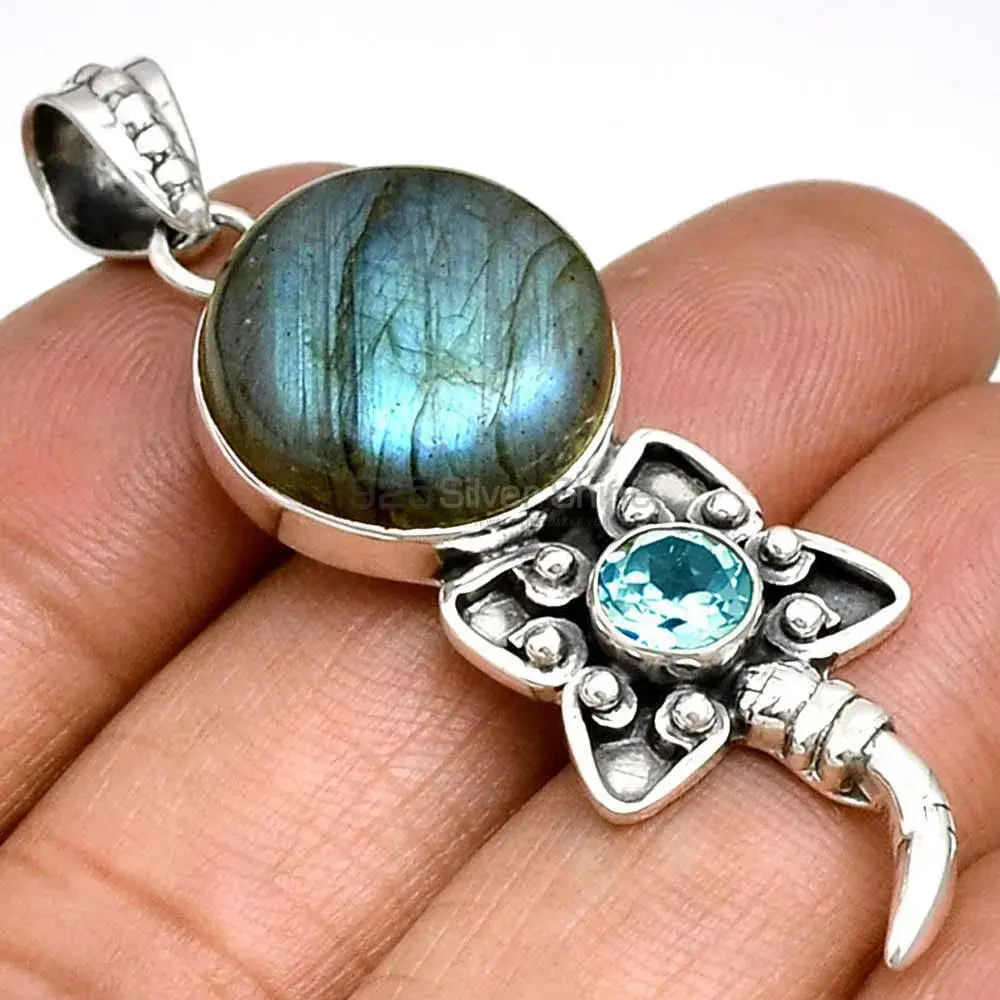 Fine Sterling Silver Pendants In Multi Gemstone Jewelry 925SP084-3_2