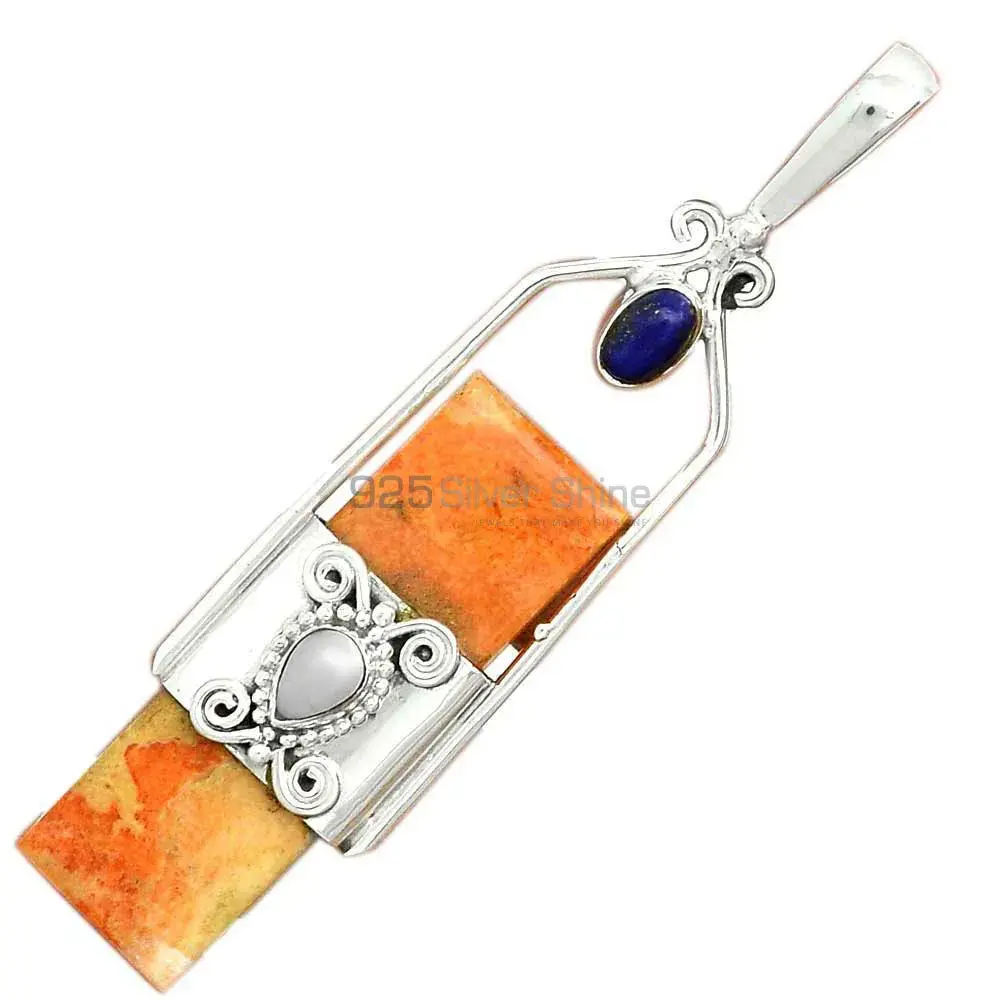 Fine Sterling Silver Pendants In Multi Gemstone Jewelry 925SP61-3