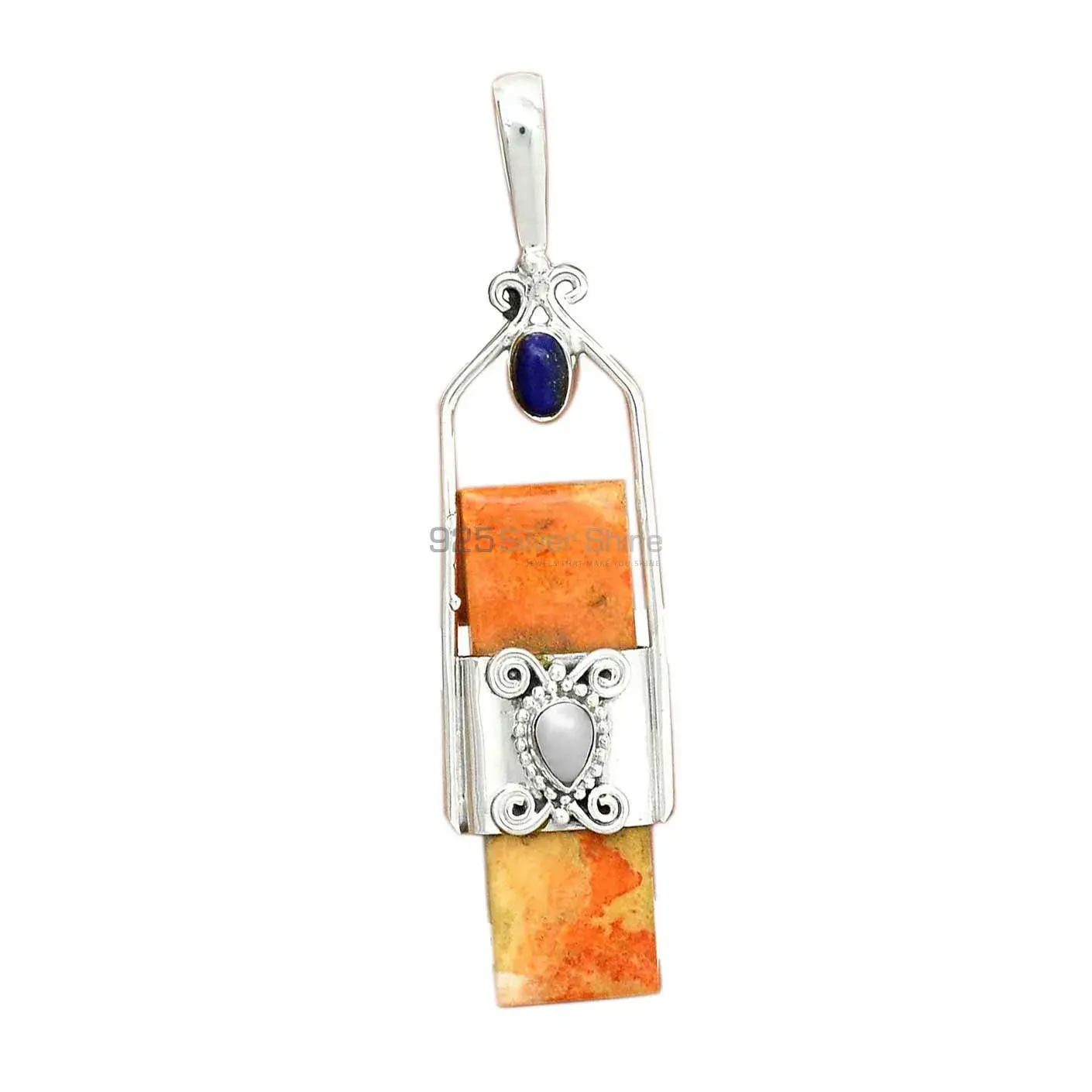 Fine Sterling Silver Pendants Wholesaler In Multi Gemstone Jewelry 925SP61-3_2