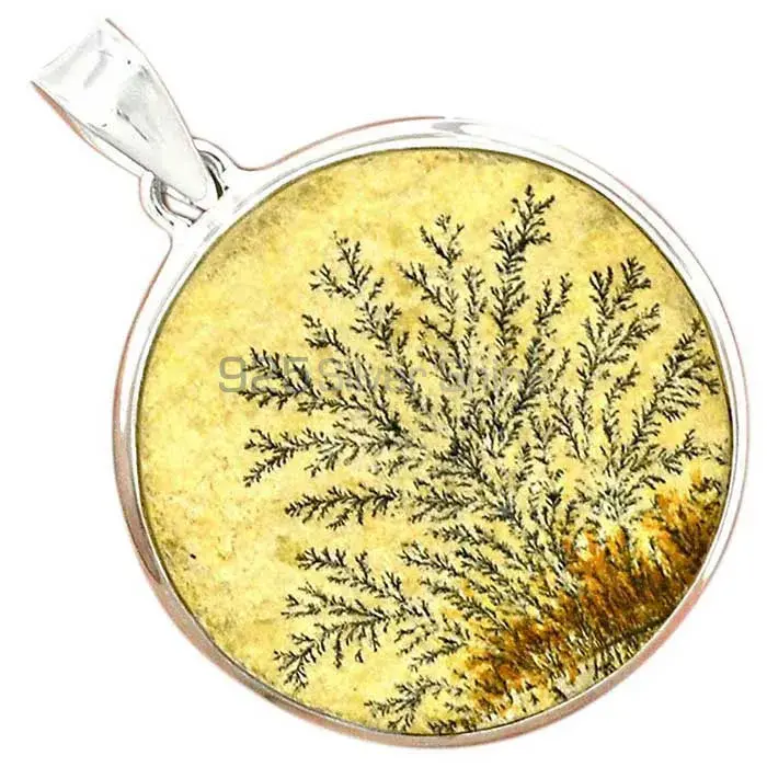 Fine Sterling Silver Pendants In Psilomelane Dendrite German Gemstone Jewelry 925SP146_0