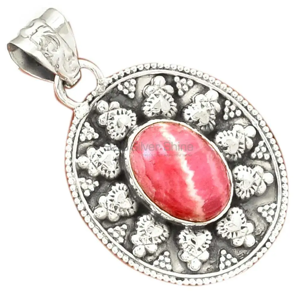 Fine Sterling Silver Pendants In Rhodochrosite Gemstone Jewelry 925SP073-2_0
