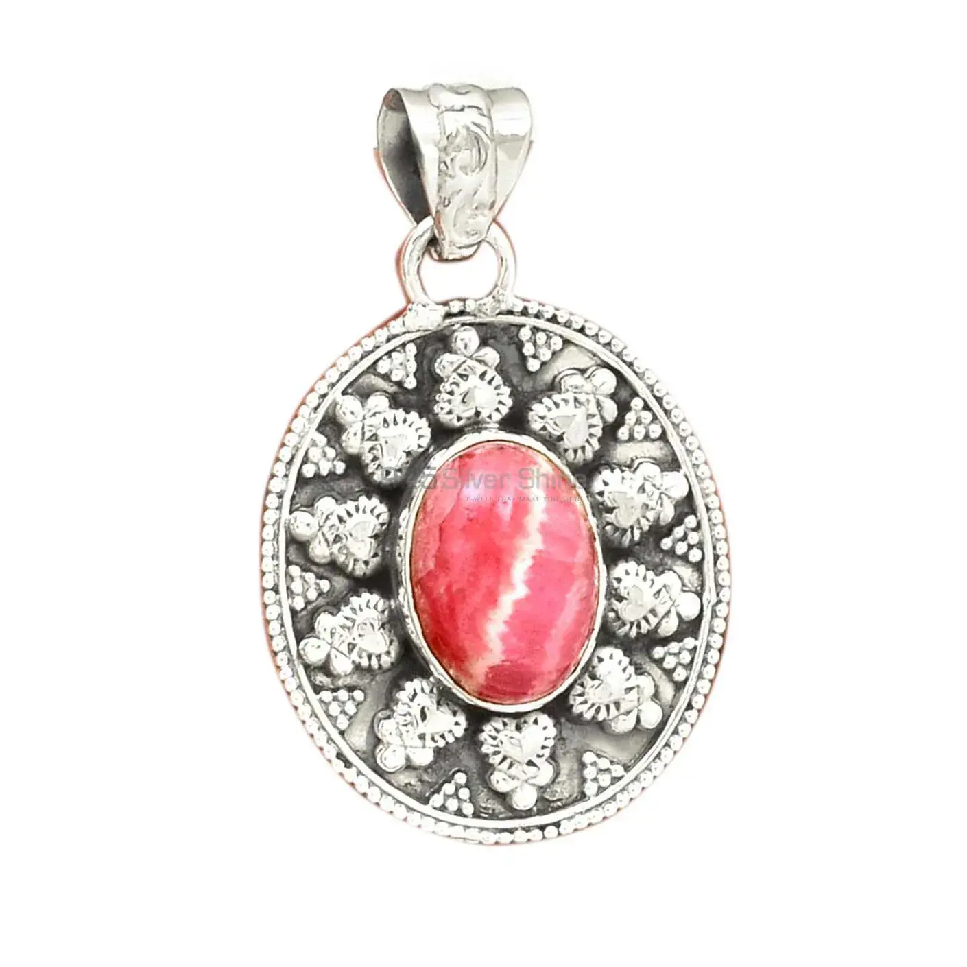 Fine Sterling Silver Pendants In Rhodochrosite Gemstone Jewelry 925SP073-2_2