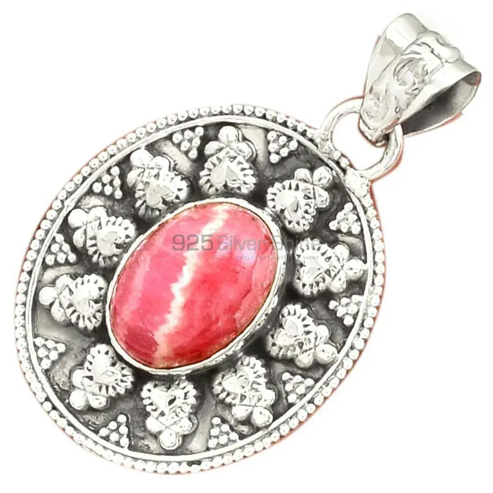 Fine Sterling Silver Pendants In Rhodochrosite Gemstone Jewelry 925SP073-2_3