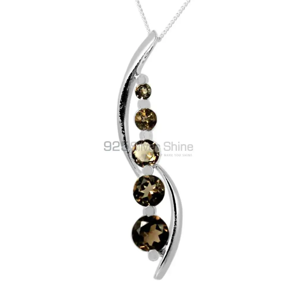 Fine Sterling Silver Pendants Wholesaler In Smokey Gemstone Jewelry 925SP261-3
