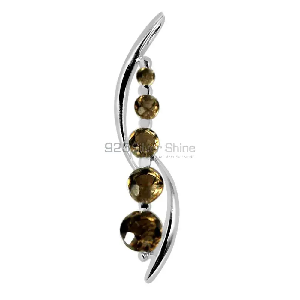 Fine Sterling Silver Pendants In Smokey Gemstone Jewelry 925SP261-3_1
