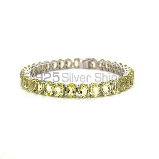 Fine Sterling Silver Tennis Bracelets In Lemon Quartz Gemstone Jewelry 925SB202