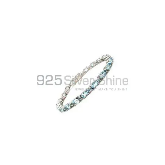 Fine Sterling Silver Tennis Bracelets In Blue Topaz Gemstone Jewelry 925SB222_0