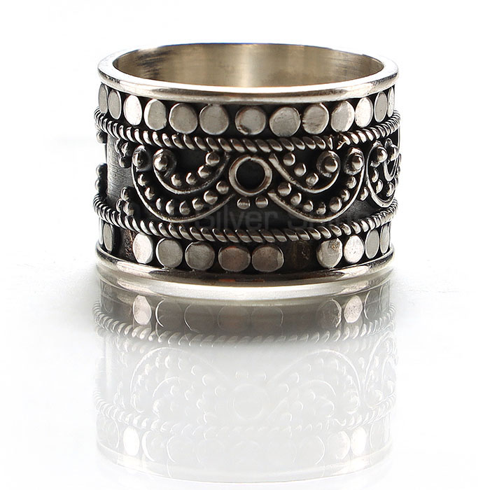 Fine Work Design vintage oxidized 925 Silver Band Ring SSR161