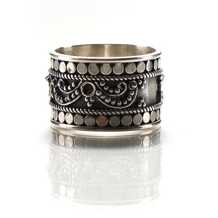 Fine Work Design vintage oxidized 925 Silver Band Ring SSR161_2