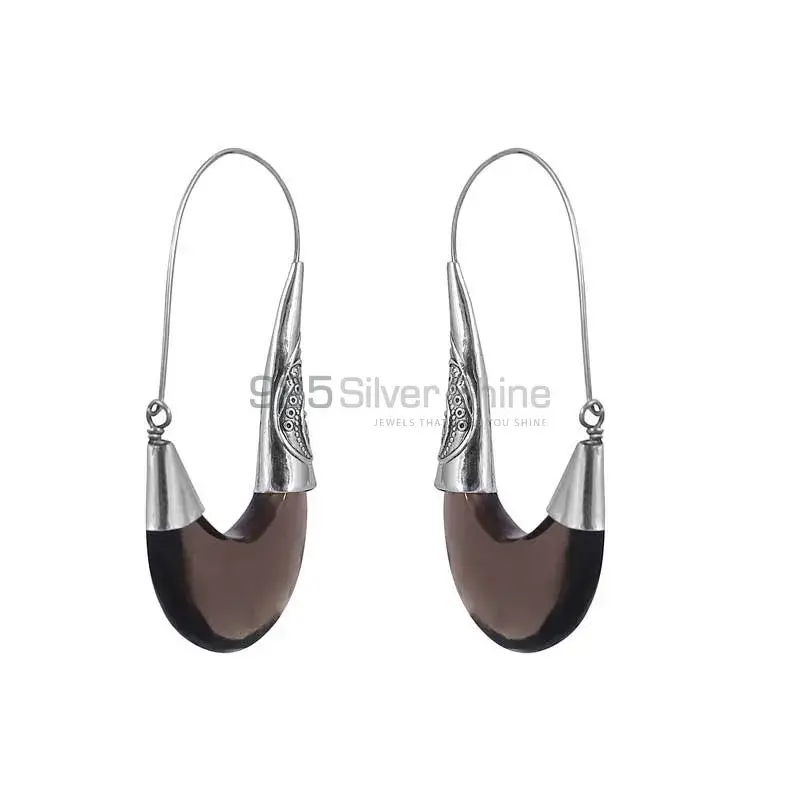 Fine Work Smoky Quartz Gemstone Earring In Sterling Silver Jewelry 925SE02