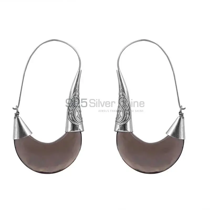 Fine Work Smoky Quartz Gemstone Earring In Sterling Silver Jewelry 925SE02_0