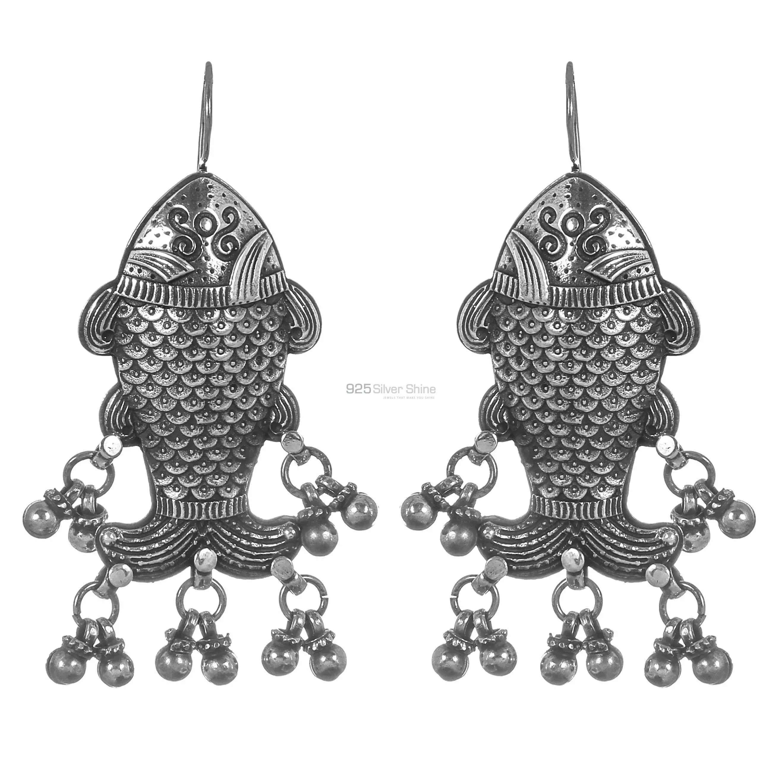 Fish Design Earrings In 925 Sterling Silver 925SE231