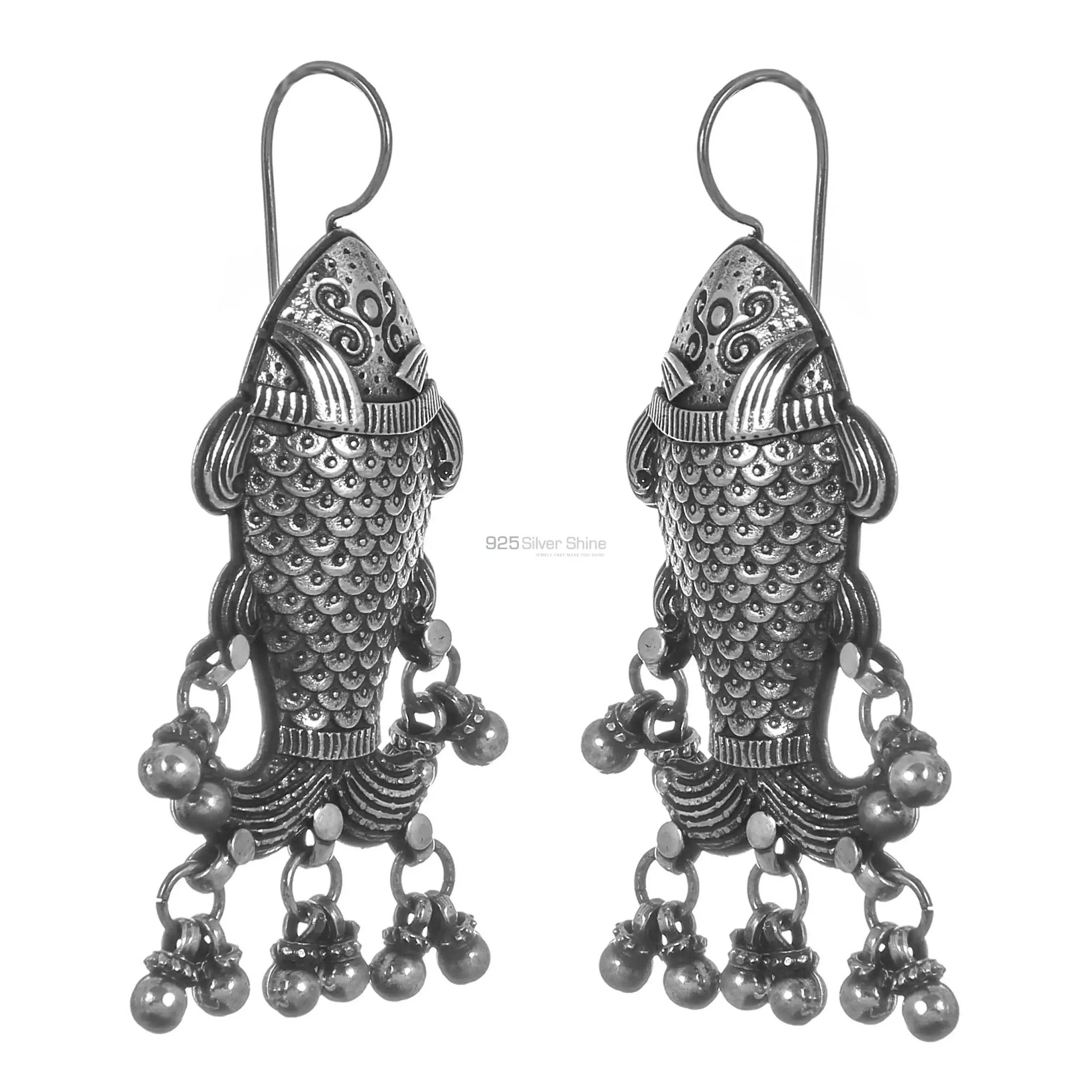 Fish Design Earrings In 925 Sterling Silver 925SE231_2
