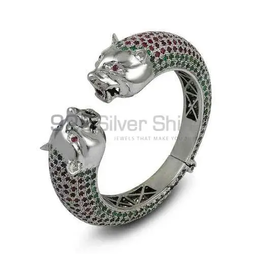 Fish Design Handmade 925 Sterling Silver Bangle In Gemstone Jewelry 925SSB288