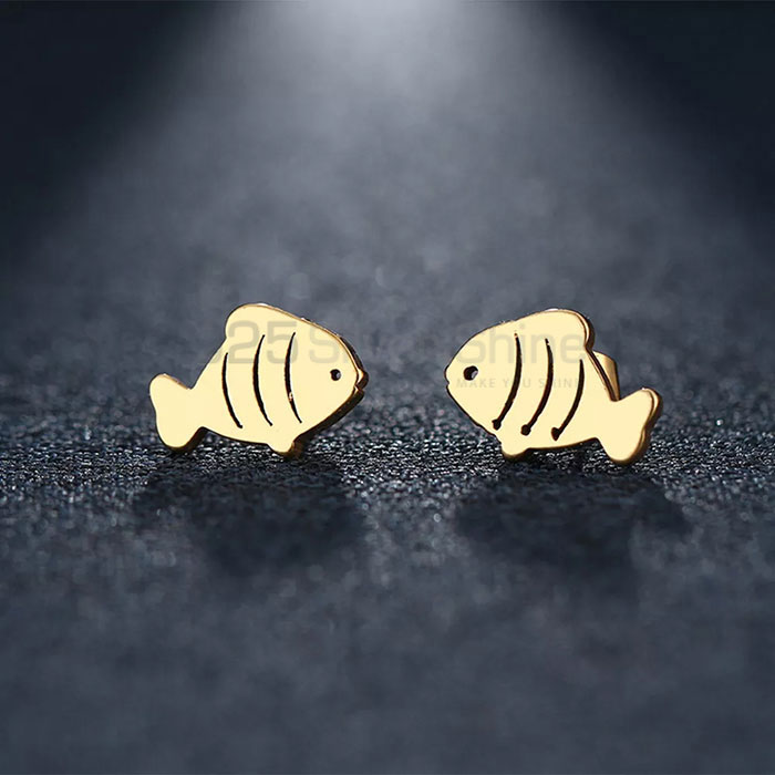 Fish Earring, Handmade Animal Minimalist Earring In 925 Sterling Silver AME87_2