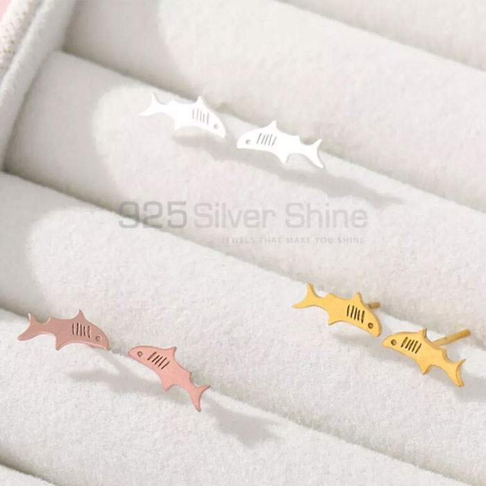Fish Earring, Top Quality Animal Minimalist Earring In 925 Sterling Silver AME52_1