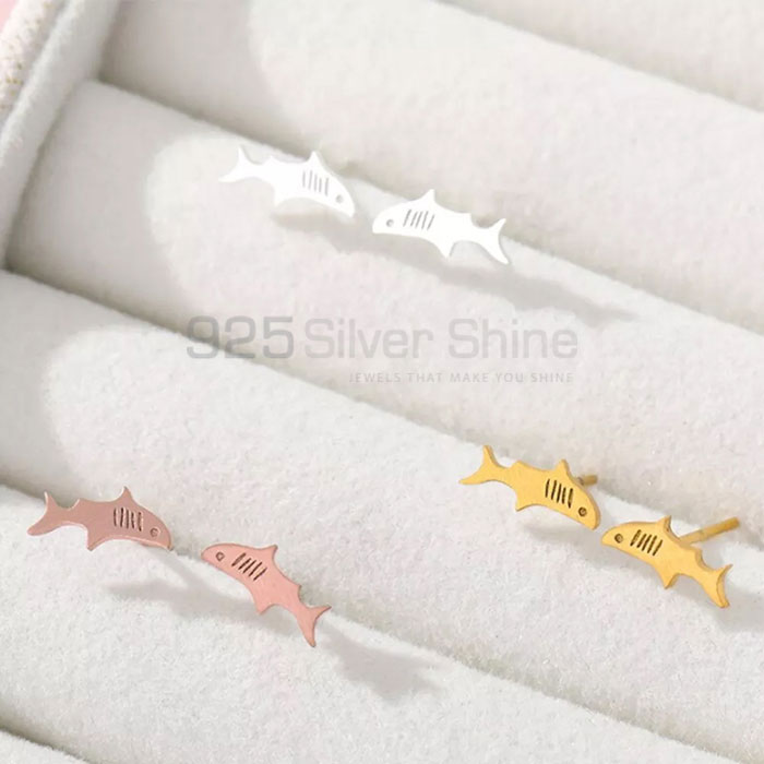 Fish Earring, Animal Minimalist Earring In 925 Sterling Silver AME52_1