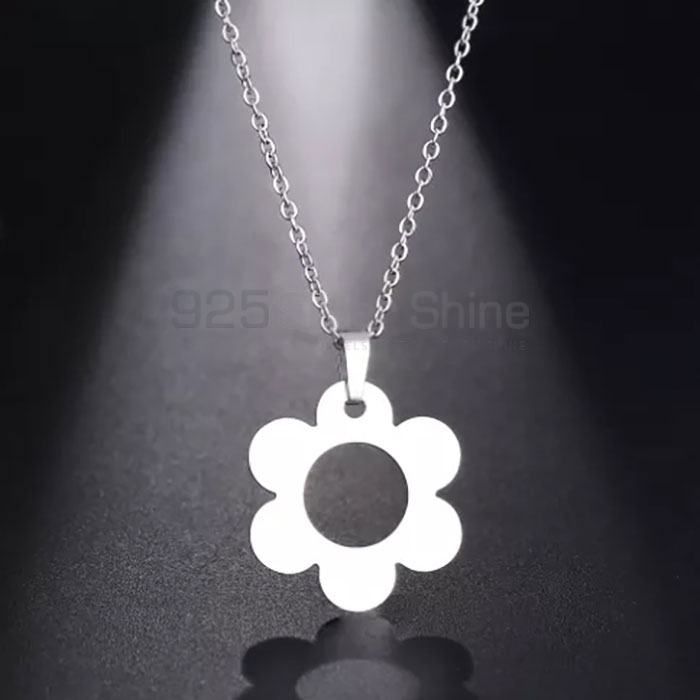 Flower Circle Minimalist Necklace Design In Sterling Silver FWMN222