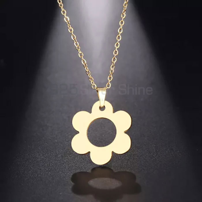 Flower Circle Minimalist Necklace Design In Sterling Silver FWMN222_0