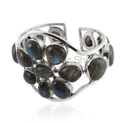 Flower Design 925 Silver Cuff Bracelets Or Bangle In Labradorite Gemstone 925SSB252