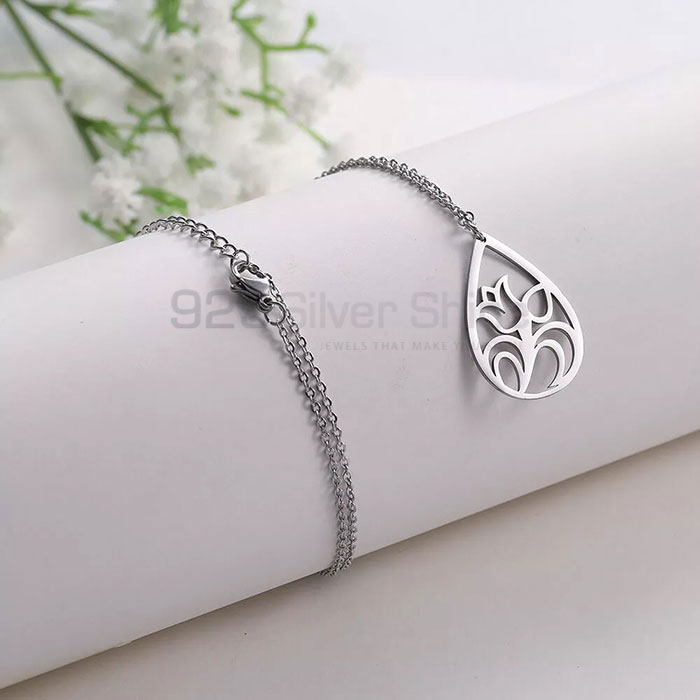 Flower Design Fashionable Necklace In Sterling Silver FWMN214_0