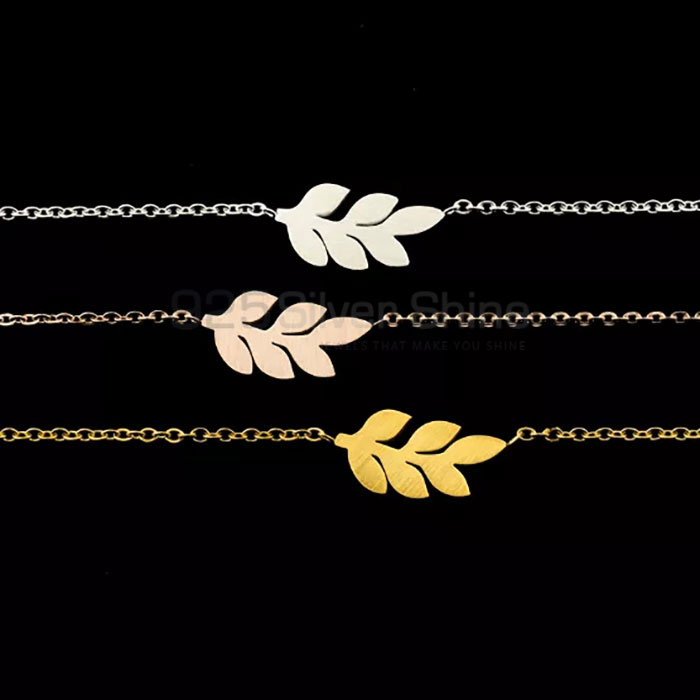 Flower Leaf Chain Bracelet In Sterling Silver FWMB185